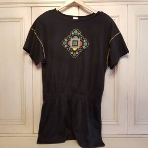 Vintage 80's Top Elastic Waist Metallic Detail size M